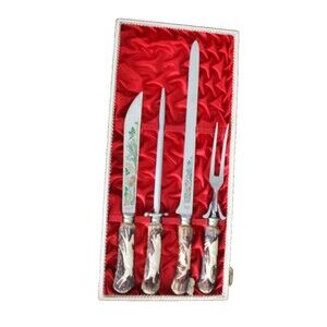 Solingen Germany Carving Set With  Stag Horn Handles 4pc box set Used